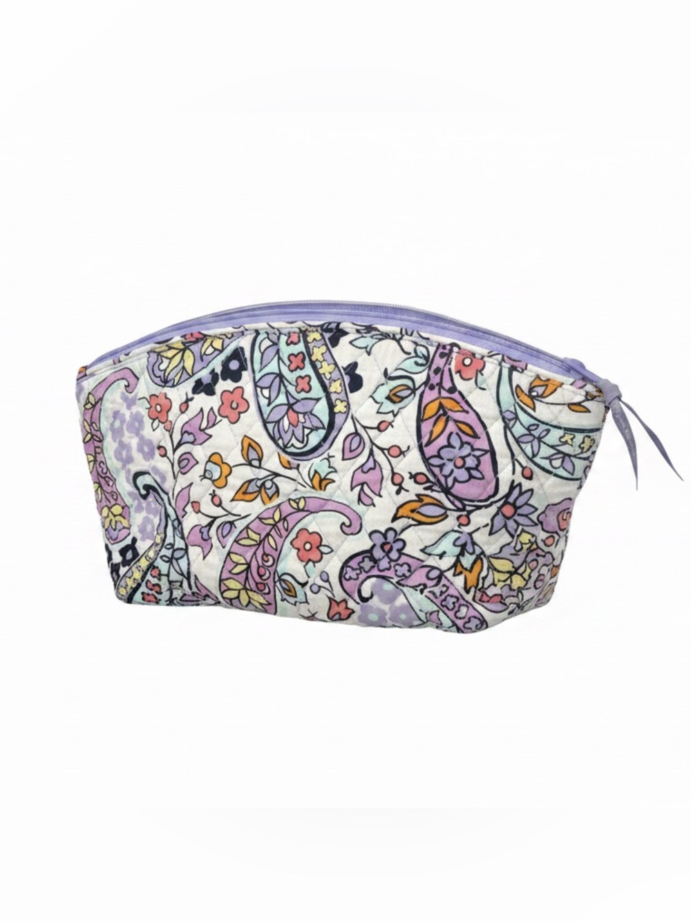 Vera Bradley Quilted Cosmetic Bag Lavender Paisley Travel Makeup Pouch